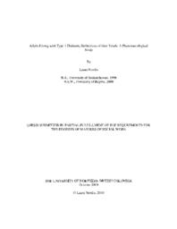 Adults Living with Type 1 Diabetes, Reflections of their Youth: A Phenomenological Study.