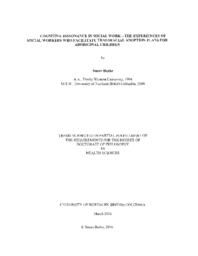 Cognitive dissonance in social work - the experiences of social workers who facilitate transracial adoption plans for aboriginal children