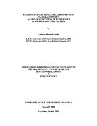 Multidisciplinary mental health supervision in a rural context: An exploratory study of experiences in northern British Columbia