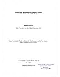 Supply chain management for pharmacy services in the Northern Health Authority