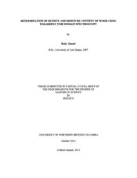Determination of density and moisture content of wood using Terahertz time domain spectroscopy.