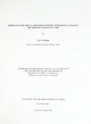 Addressing the mental health of women after sexual assault: the role of follow-up care