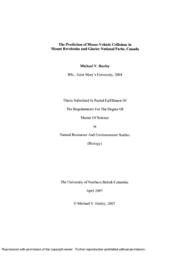 The prediction of moose-vehicle collisions in Mount Revelstoke and Glacier National Parks, Canada.