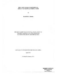 BRIC and Canada's dependence: impact of manufacturing costs