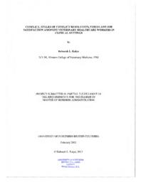 Conflict, styles of conflict resolution, stress and job satisfaction amongst veterinary healthcare workers in clinical settings