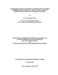 A geography of reconciliation : An effective and lawful framework for achieving clarity of First Nations territorial jurisdiction in British Columbia