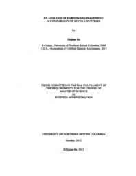 An analysis of earnings management: A comparison of seven countries.