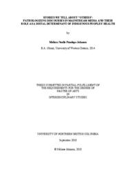 Stories we tell about "others": Pathologizing discourses in mainstream media and their role as a distal determinant of indigenous peoples' health