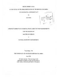 Huckleberry Mine: a case study in the implementation of the British Columbia Environmental assessment act