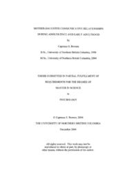 Mother-daughter communicative relationships during adolescence and early adulthood.