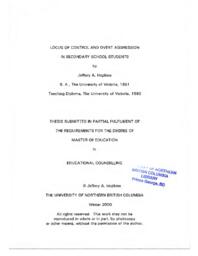 Locus of control and overt aggression in secondary school students