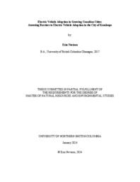 Electric vehicle adoption in growing Canadian cities: Assessing barriers to electric vehicle adoption in the City of Kamloops