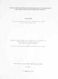 Study of mechanisms of methylmercury neurotoxicity and association with Parkinson's disease