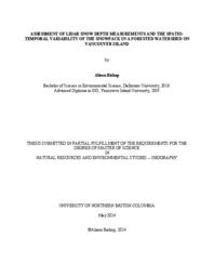 Assessment of LiDAR snow depth measurements and the spatiotemporal variability of the snowpack in a forested watershed on Vancouver Island