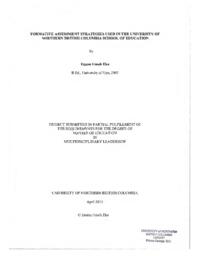 Formative assessment strategies used in the University of Northern British Columbia School of Education