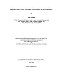 Ensemble simulation and forecasting of South Asian Monsoon.