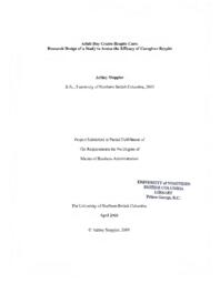 Adult day centre respite care: research design of a study to assess the efficacy of caregiver respite