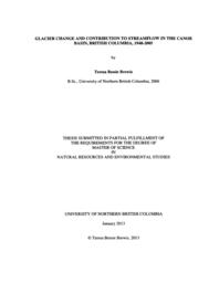 Glacier change and contribution to streamflow in the Canoe Basin, British Columbia, 1948-2005.