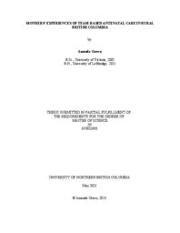 Mothers’ experiences of team-based antenatal care in rural British Columbia