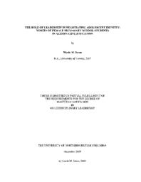 The role of leadership in negotiating adolescent identity: Voices of female secondary school students in alternative education.