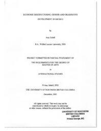 Economic restructuring gender and grassroots development in Mexico