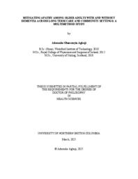 Mitigating apathy among older adults with and without dementia across long term care and community settings: A multimethod study