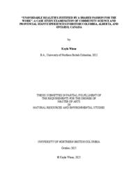 “Unavoidable realities justified by a shared passion for the work”: A case study examination of community science and provincial staff experiences in British Columbia, Alberta, and Ontario, Canada